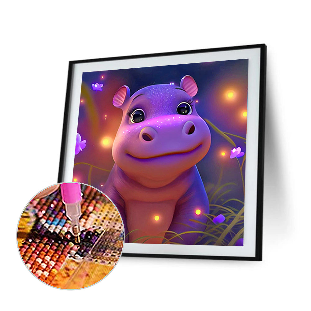 Little Hippopotamus - Full Round Drill Diamond Painting 30*30CM