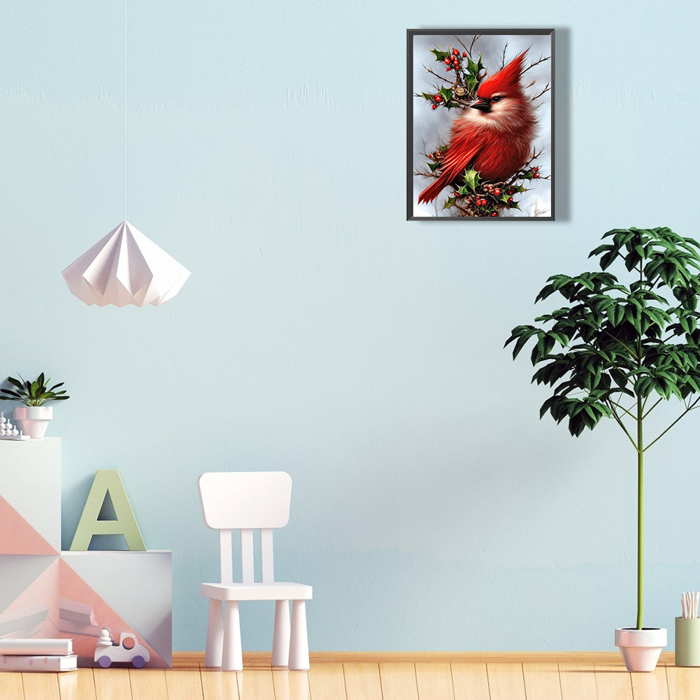 Cardinal Bird - Full Round Drill Diamond Painting 30*40CM