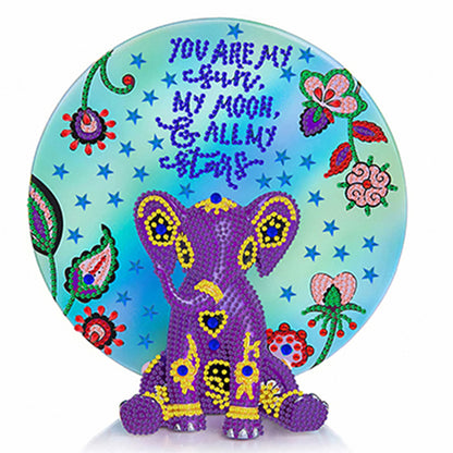 Full Moon Colorful Elephant - Special Shaped Drill Diamond Painting 30*30CM