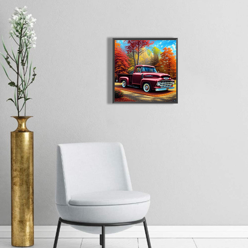 Red Classic Car - Full Round Drill Diamond Painting 30*30CM