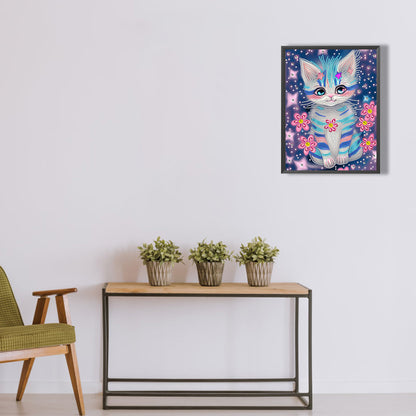 Blue Kitten - Special Shaped Drill Diamond Painting 30*40CM