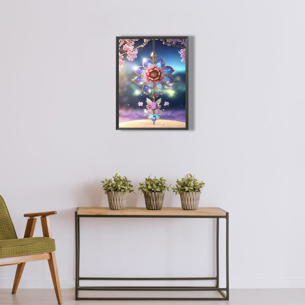 Romantic Flowers Purple Wind Chimes - Full Round Drill Diamond Painting 30*40CM