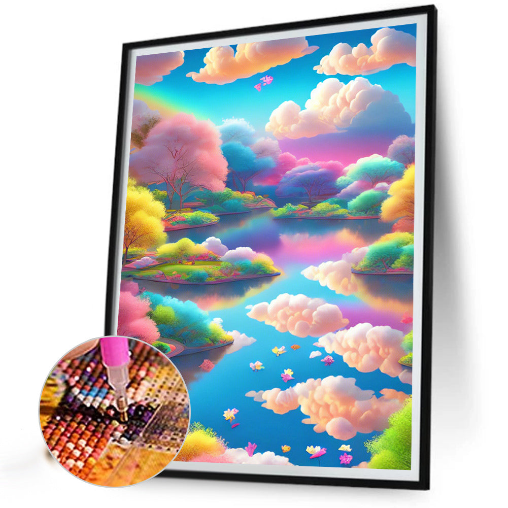 Rainbow Clouds - Full Round Drill Diamond Painting 30*40CM