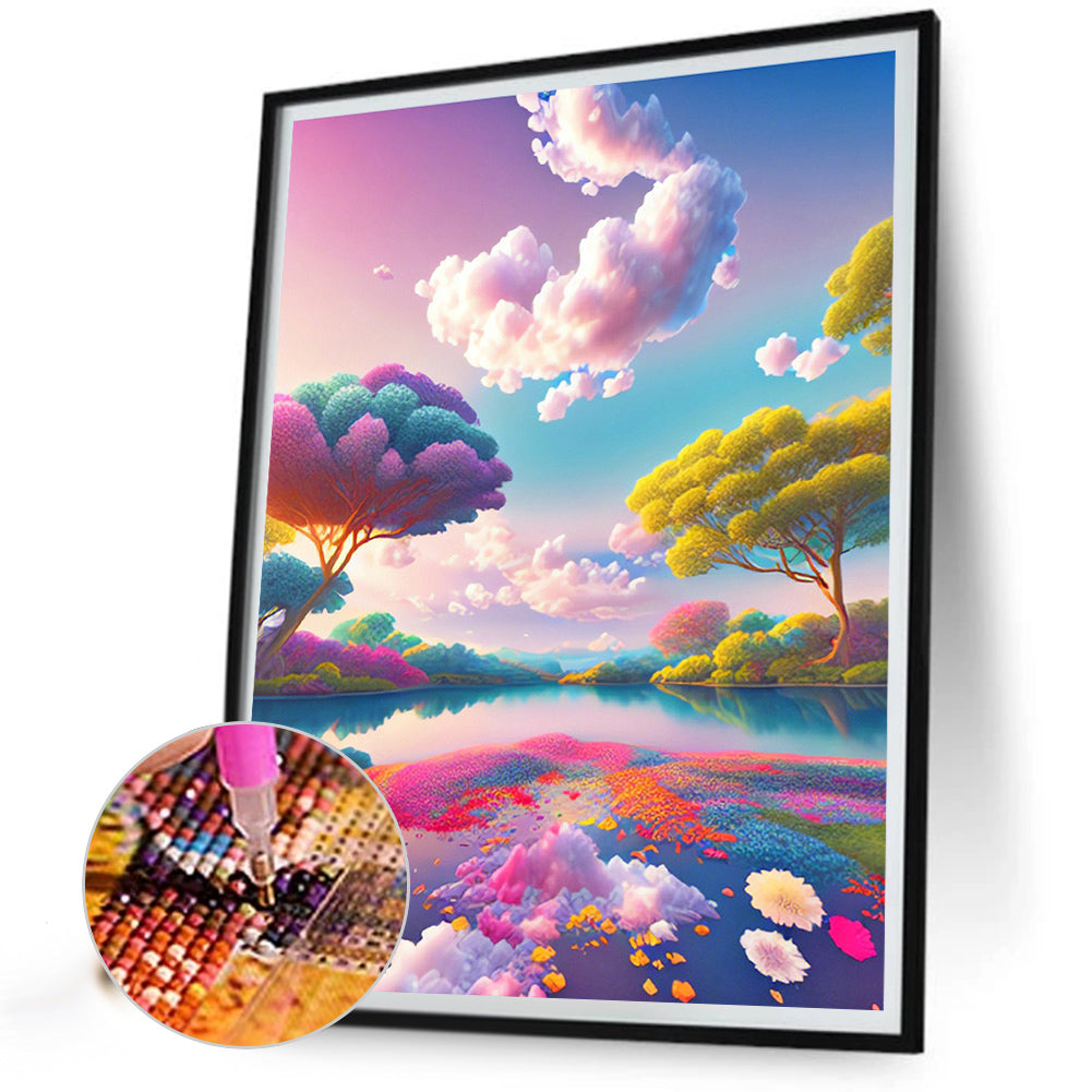 Rainbow Clouds - Full Round Drill Diamond Painting 30*40CM