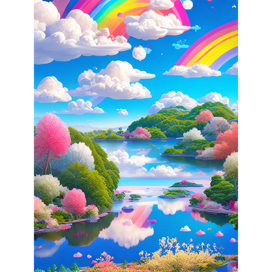 Rainbow Clouds - Full Round Drill Diamond Painting 30*40CM