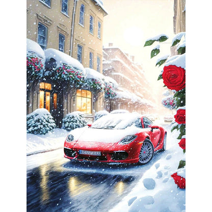 Snow Red Sports Car - Full Round Drill Diamond Painting 30*40CM