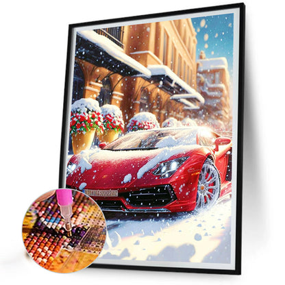 Snow Red Sports Car - Full Round Drill Diamond Painting 30*40CM