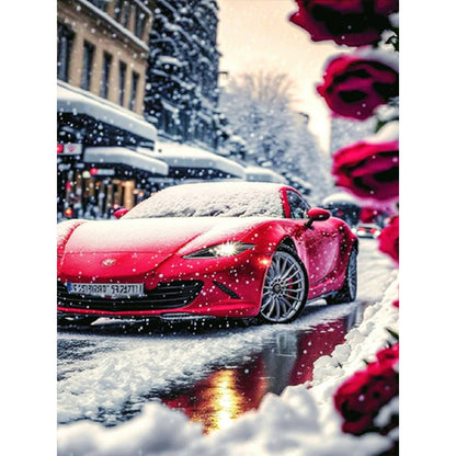 Snow Red Sports Car - Full Round Drill Diamond Painting 30*40CM