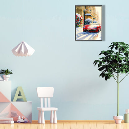 Snow Red Sports Car - Full Round Drill Diamond Painting 30*40CM