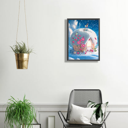 Fairy Tale Cottage With Beautiful Grass And Trees-O630*40cm(canvas) -special shaped drill diamond painting