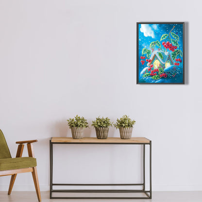 Fairy Tale Cottage With Beautiful Grass And Trees - Special Shaped Drill Diamond Painting 30*40CM