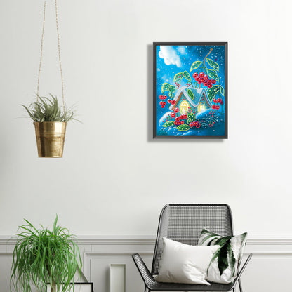 Fairy Tale Cottage With Beautiful Grass And Trees - Special Shaped Drill Diamond Painting 30*40CM