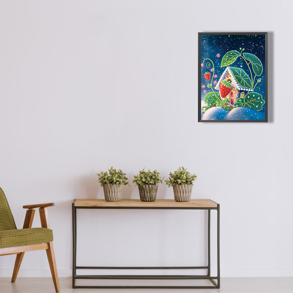 Fairy Tale Cottage With Beautiful Grass And Trees - Special Shaped Drill Diamond Painting 30*40CM