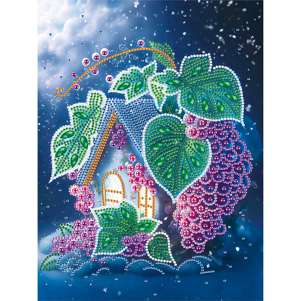Fairy Tale Cottage With Beautiful Grass And Trees - Special Shaped Drill Diamond Painting 30*40CM