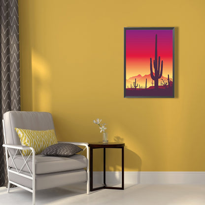 Sunset Desert Cactus - Full Round Drill Diamond Painting 40*50CM