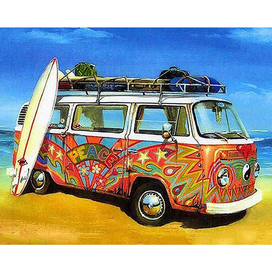 Beach Bus - Full Round Drill Diamond Painting 50*40CM