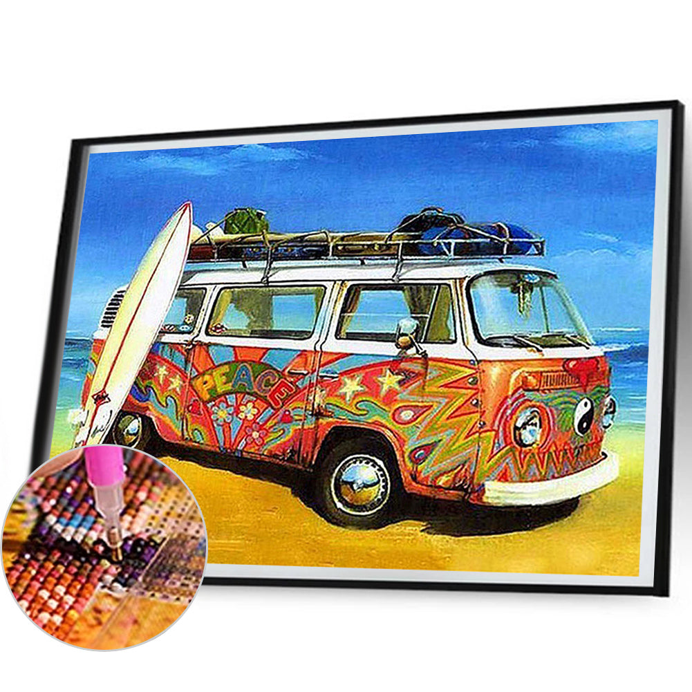 Beach Bus - Full Round Drill Diamond Painting 50*40CM