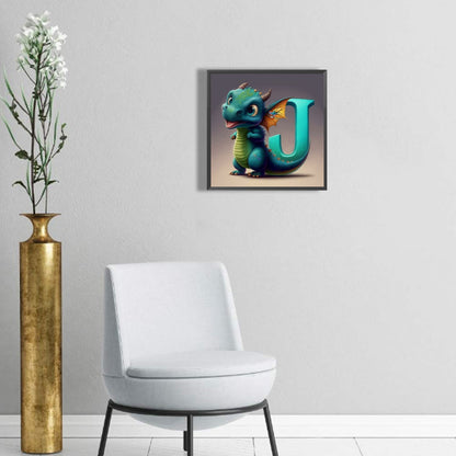 Alphabet Dinosaur J - Full Round Drill Diamond Painting 30*30CM