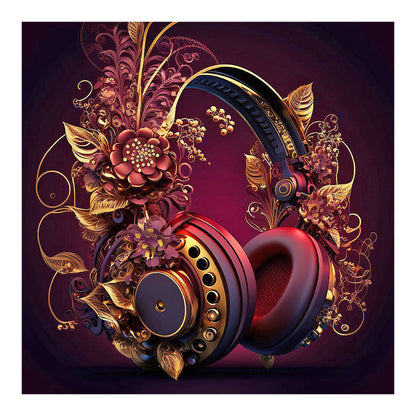 Unique Red Headphones - Full Round Drill Diamond Painting 30*30CM