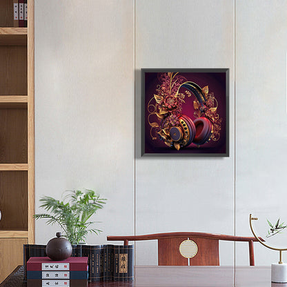 Unique Red Headphones - Full Round Drill Diamond Painting 30*30CM