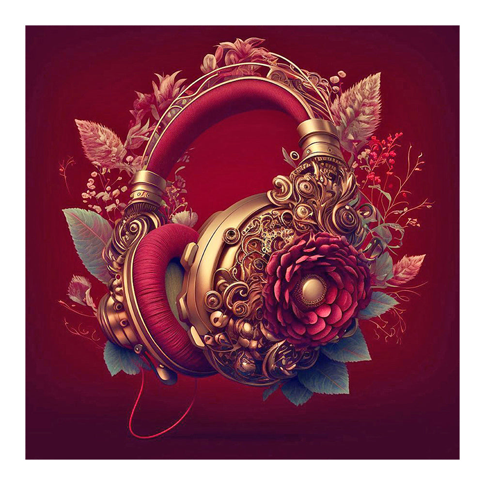 Unique Red Headphones - Full Round Drill Diamond Painting 30*30CM