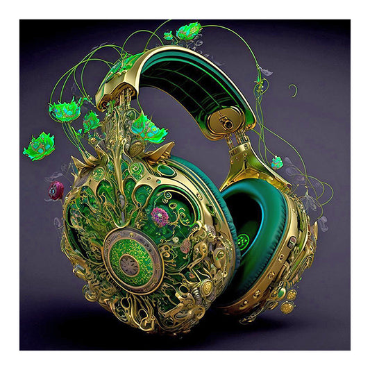 Unique Green Headphones - Full Round Drill Diamond Painting 30*30CM