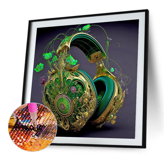 Unique Green Headphones - Full Round Drill Diamond Painting 30*30CM