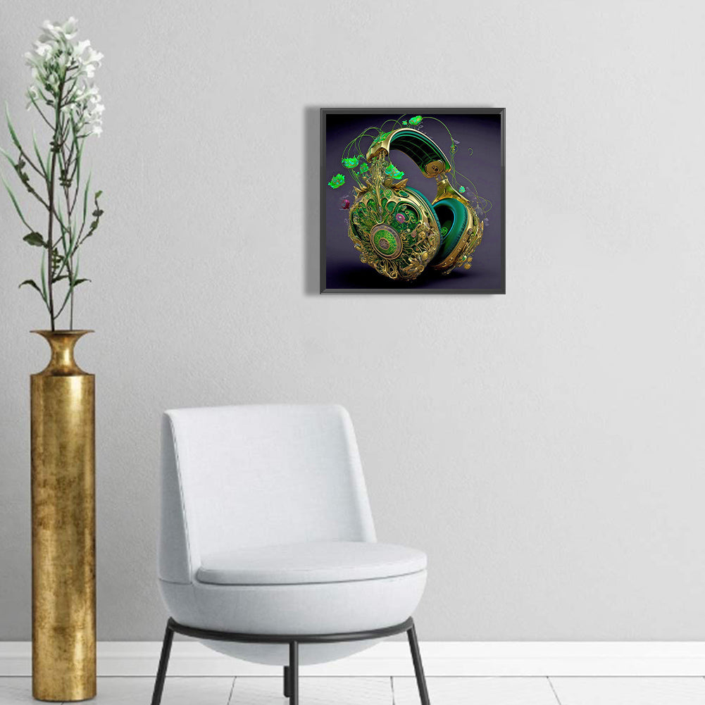 Unique Green Headphones - Full Round Drill Diamond Painting 30*30CM