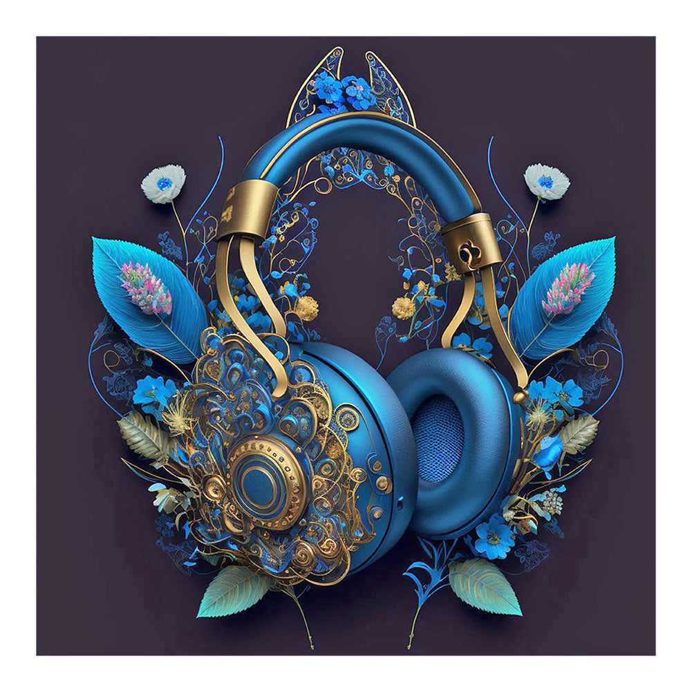 Unique Blue Headphones - Full Round Drill Diamond Painting 30*30CM