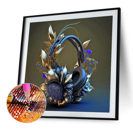 Unique Blue Headphones - Full Round Drill Diamond Painting 30*30CM