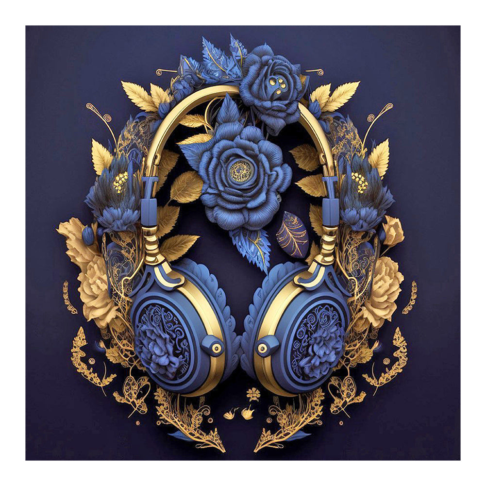 Unique Blue Headphones - Full Round Drill Diamond Painting 30*30CM