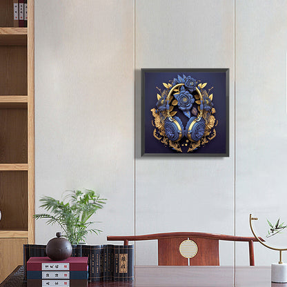 Unique Blue Headphones - Full Round Drill Diamond Painting 30*30CM