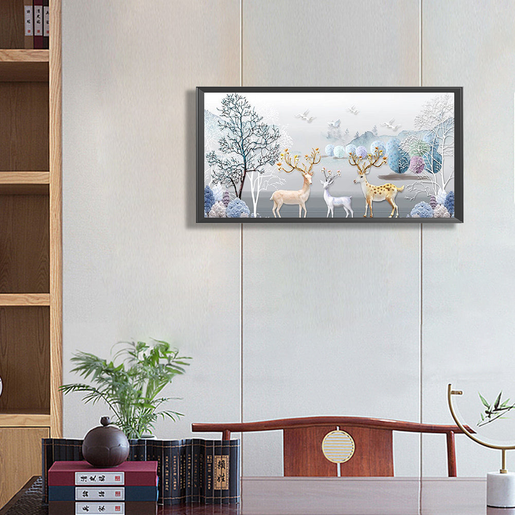 Embossed Elk - Full Round Drill Diamond Painting 80*40CM