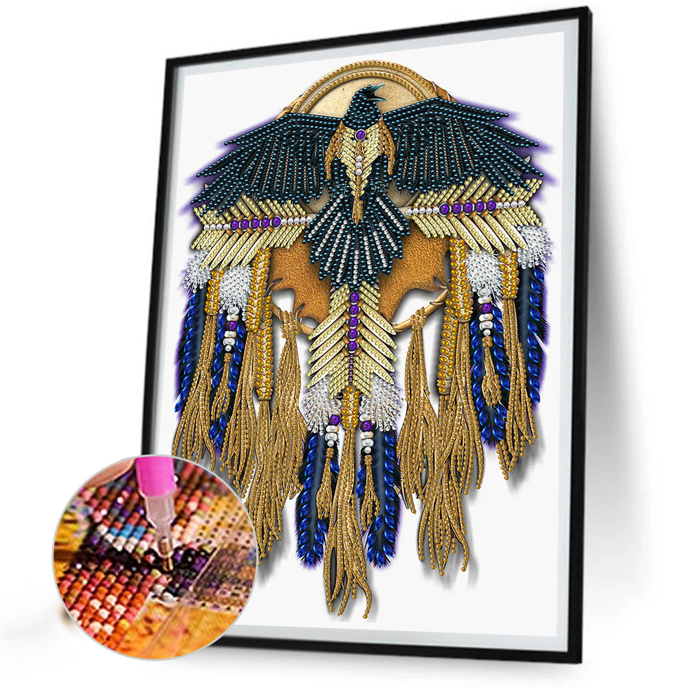 Native Raven Mandala Dream Catcher - Special Shaped Drill Diamond Painting 30*40CM