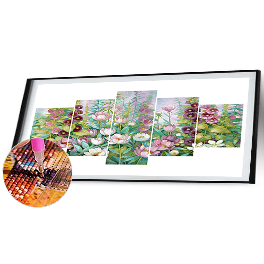 Pond Lotus Pentatype - Full Round Drill Diamond Painting 95*45CM