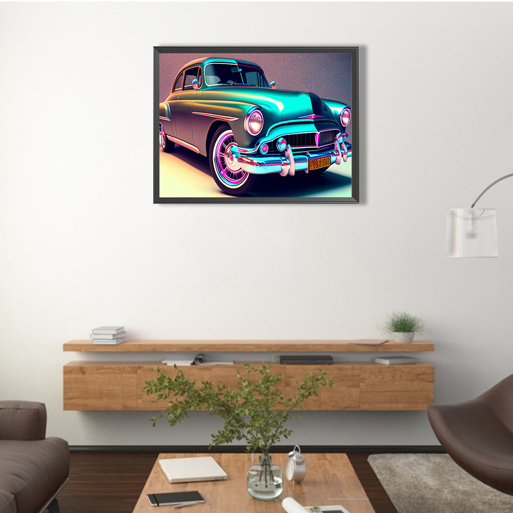 Retro Car - Full Round Drill Diamond Painting 40*30CM