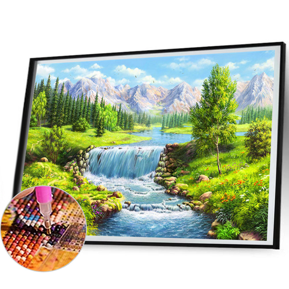 Mountain River - Full Round Drill Diamond Painting 50*40CM