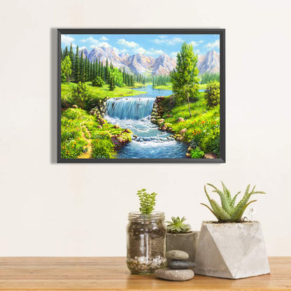 Mountain River - Full Round Drill Diamond Painting 50*40CM