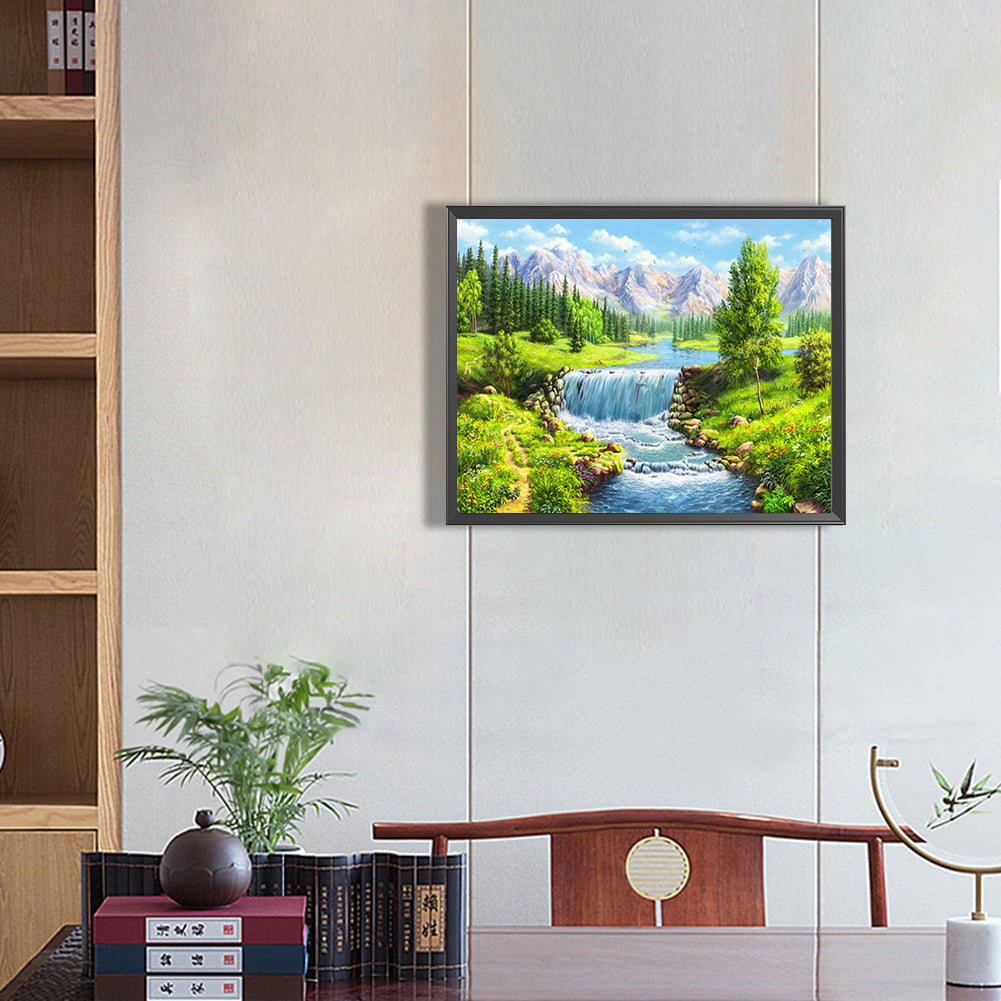 Mountain River - Full Round Drill Diamond Painting 50*40CM