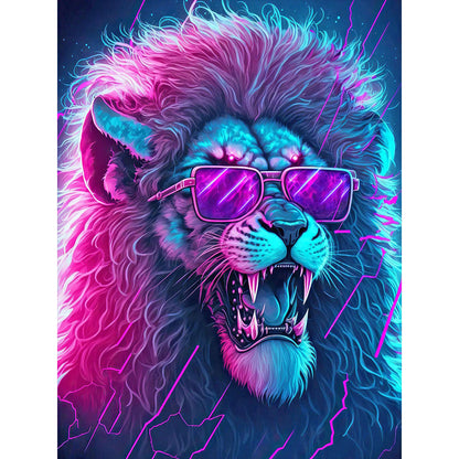 Colored Sunglasses Lion - Full Round Drill Diamond Painting 30*40CM