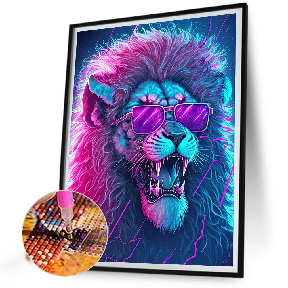 Colored Sunglasses Lion - Full Round Drill Diamond Painting 30*40CM