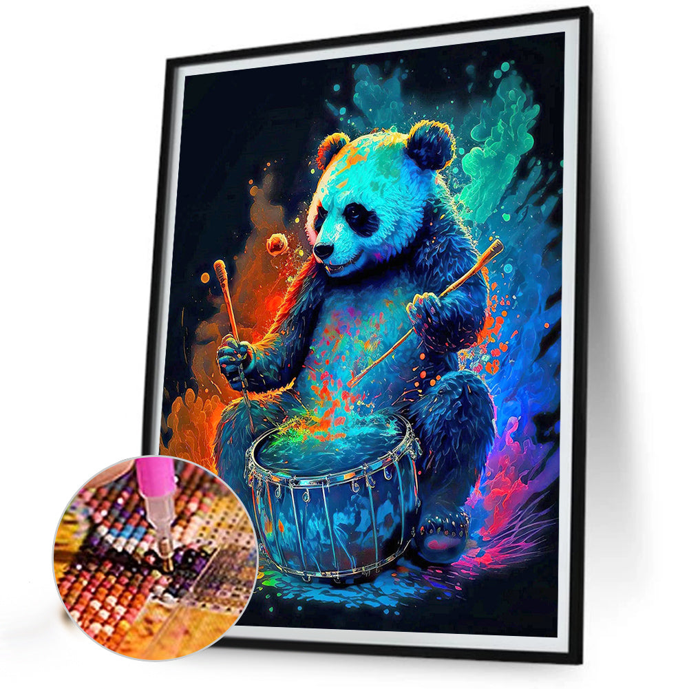 Color Drumming Panda - Full Round Drill Diamond Painting 30*40CM