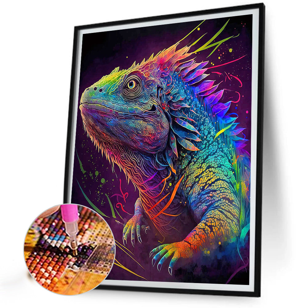 Colorful Lizard - Full Round Drill Diamond Painting 30*40CM