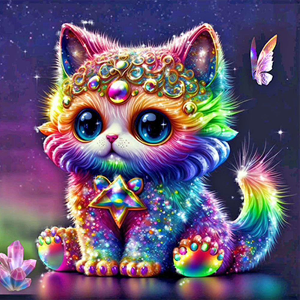 Jeweled Kitten - Full Round Drill Diamond Painting 30*30CM