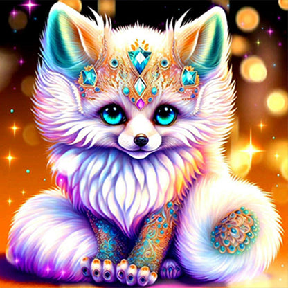 Jeweled Little Arctic Fox - Full Round Drill Diamond Painting 30*30CM