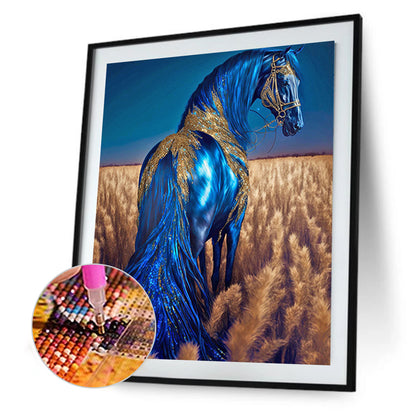 Blue Horse - Full Round Drill Diamond Painting 30*40CM