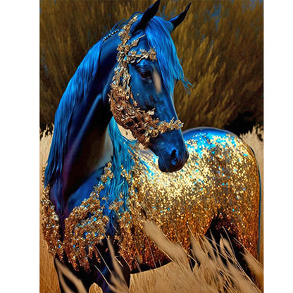 Blue Horse - Full Round Drill Diamond Painting 30*40CM