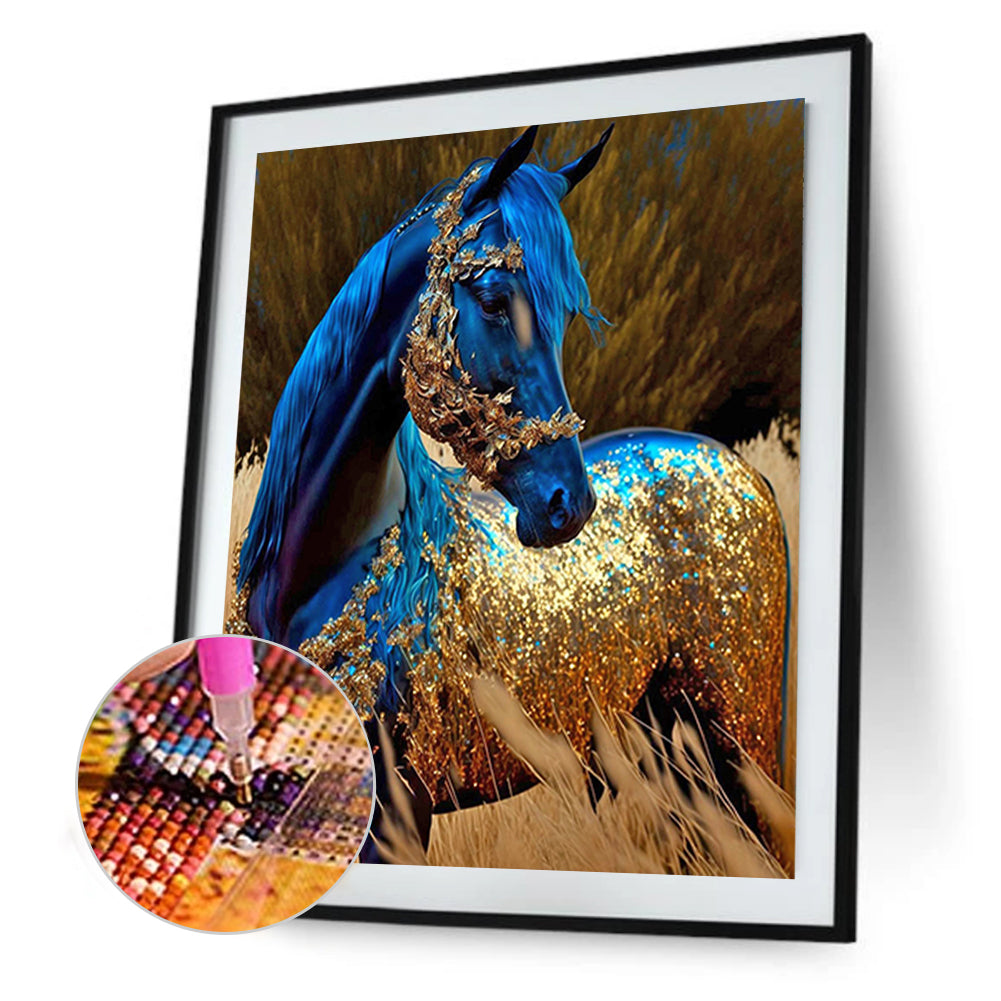 Blue Horse - Full Round Drill Diamond Painting 30*40CM