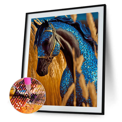 Blue Horse - Full Round Drill Diamond Painting 30*40CM