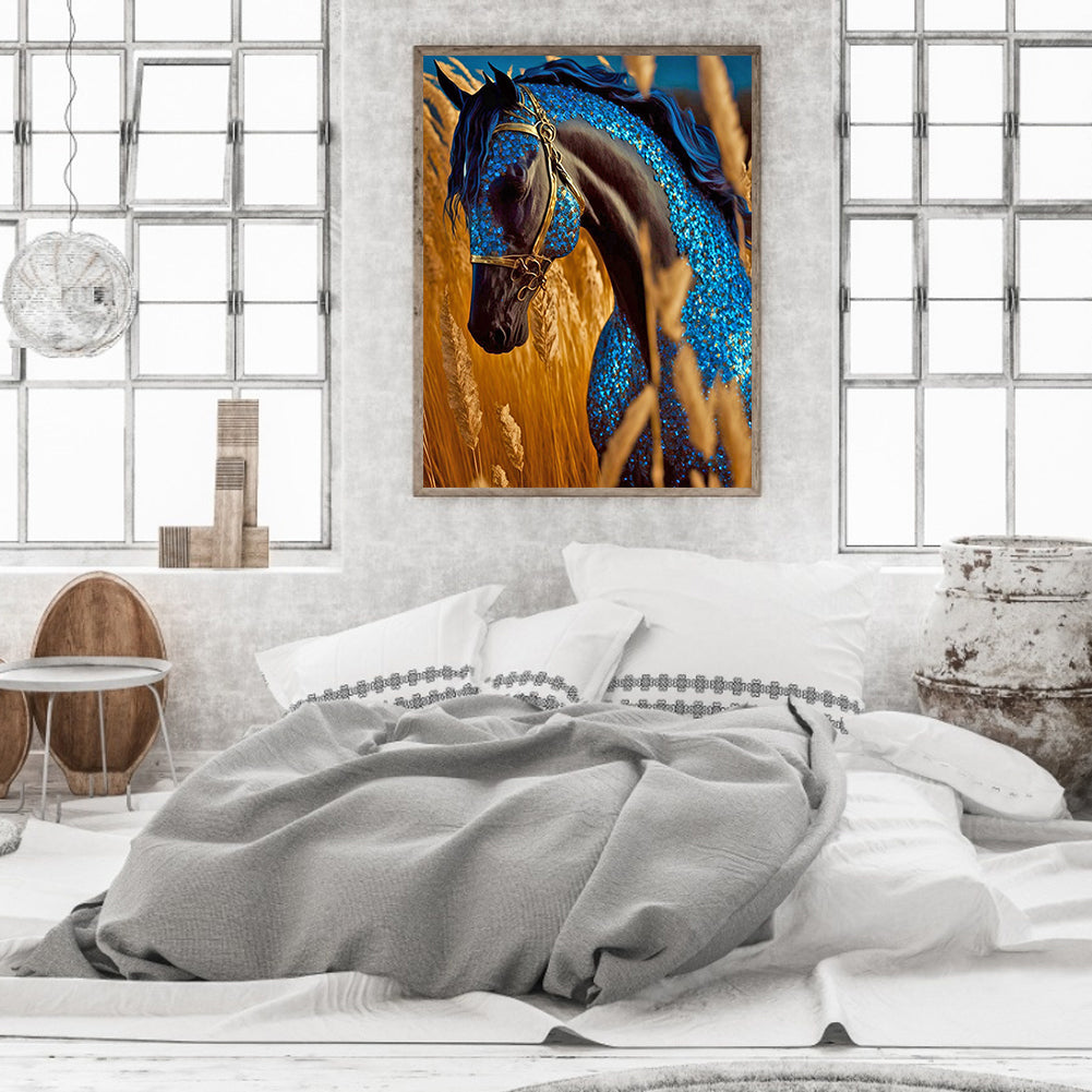 Blue Horse - Full Round Drill Diamond Painting 30*40CM